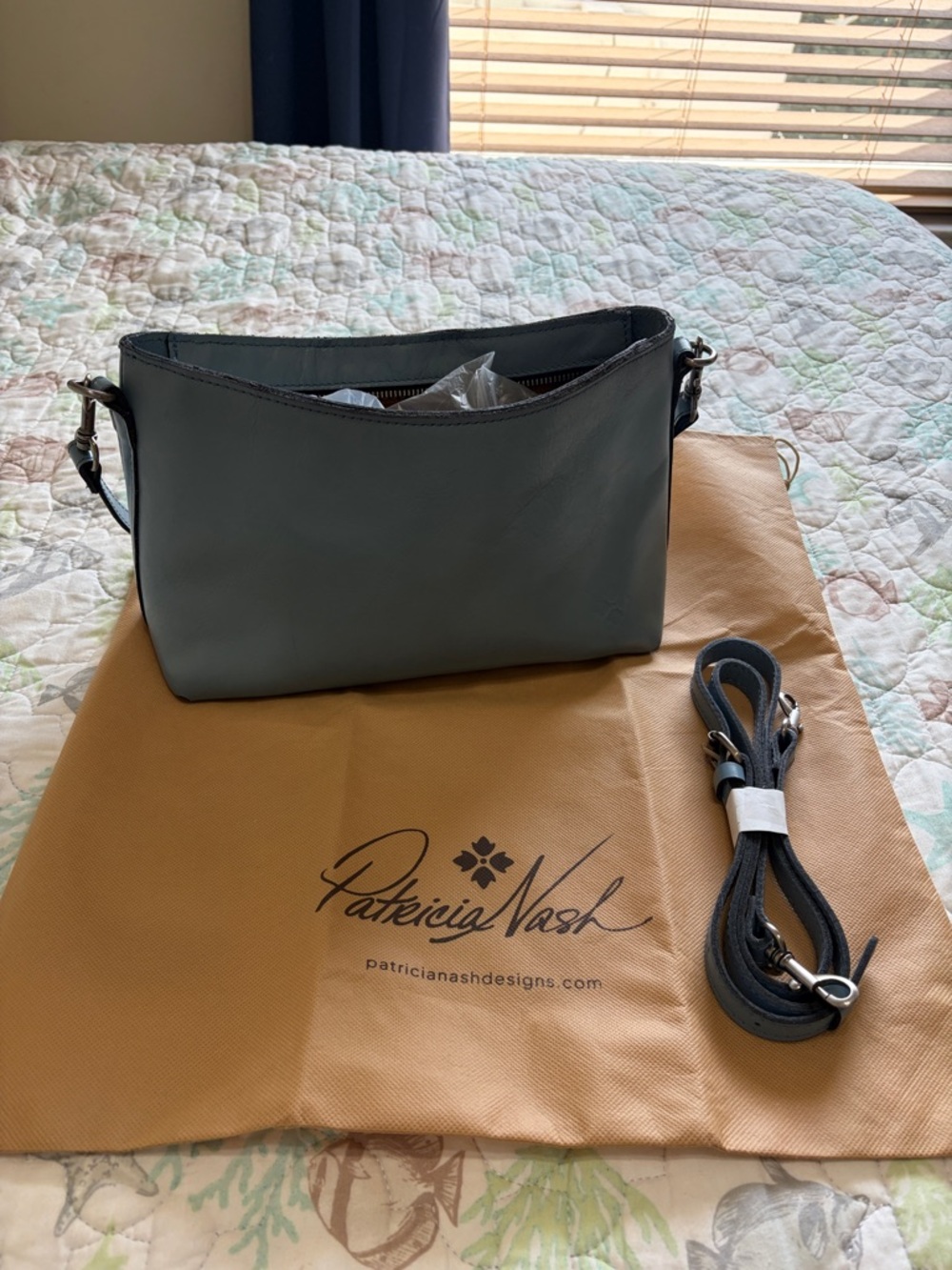 Patricia Nash Slate blue Leather Crossbody with Removable Strap